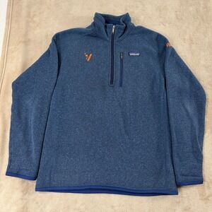 Patagonia Better Sweater 1/4 Zip Pullover Mens Medium Navy Blue Fleece Logo EUC
